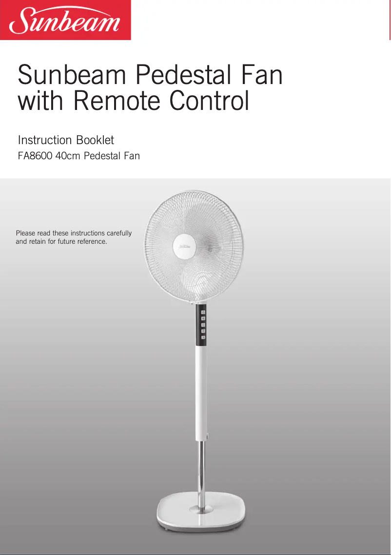 Page 1 of the manual User Manual Sunbeam FA8600