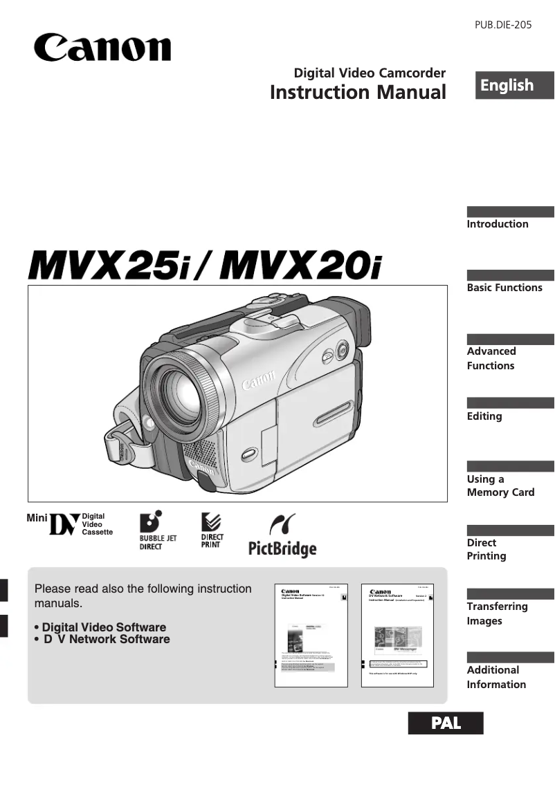 Page n°1 - Manuel utilisateur Canon MVX20i