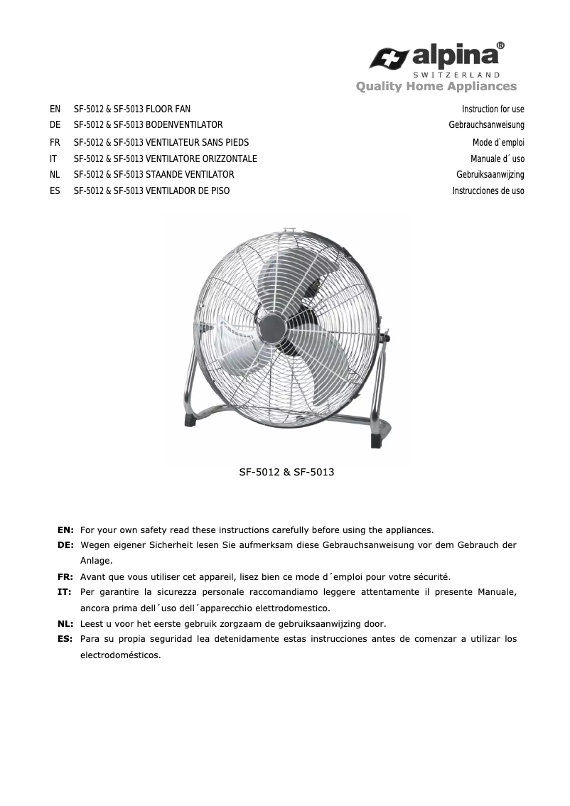Page n°1 - Manuel utilisateur Alpina SF-5013