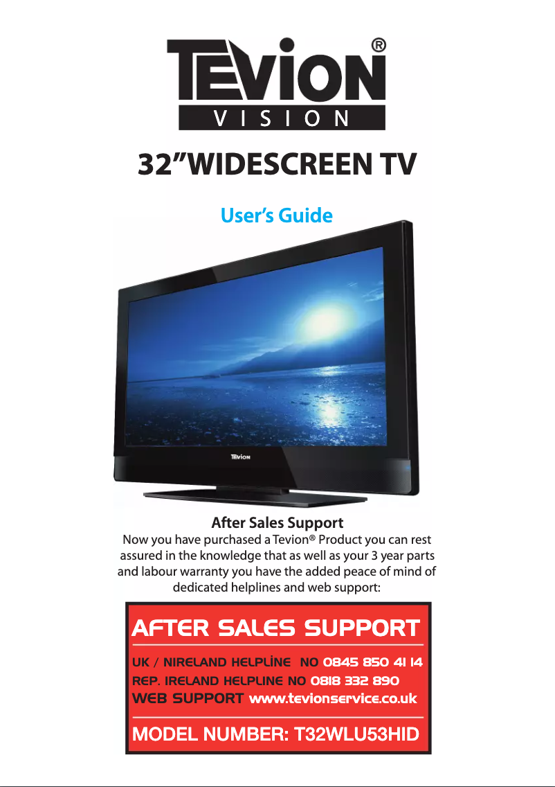 Page 1 de la notice Manuel utilisateur Tevion T32WLU53HID
