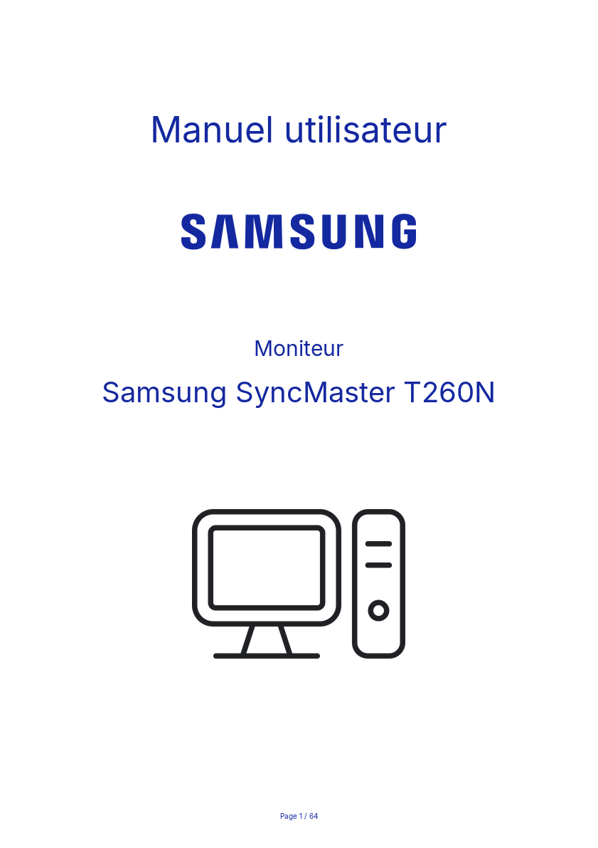 Page n°1 - Manuel utilisateur Samsung SyncMaster T260N