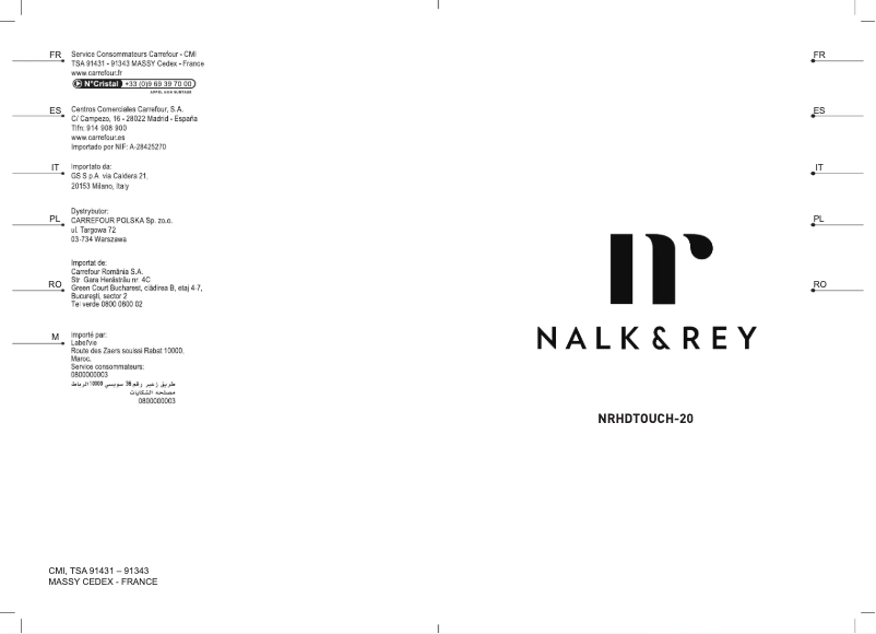 Image de la première page du manuel de l'appareil Final Touch NRHDTOUCH-20