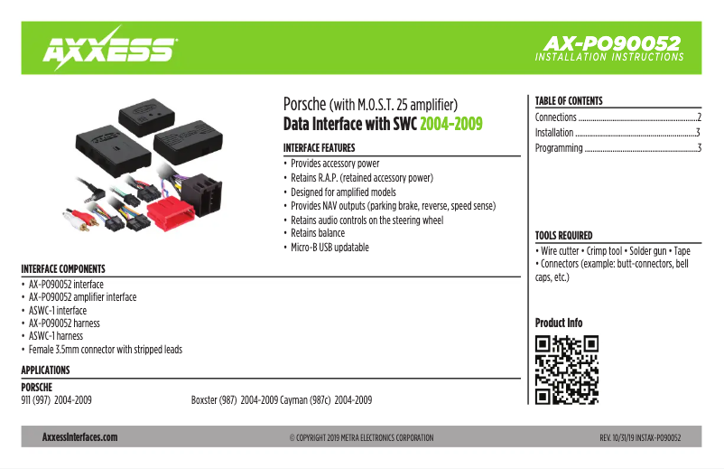 Image de la première page du manuel de l'appareil AX-PO90052