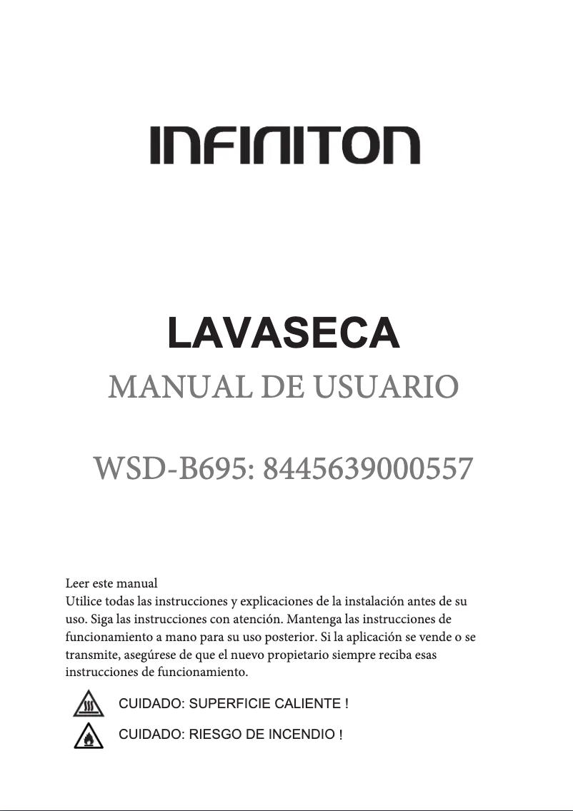 Page n°1 - Manuel utilisateur Infiniton WSD-B695