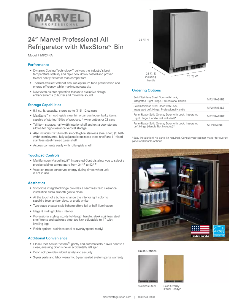 Page 1 de la notice Manuel utilisateur Marvel Professional MP24RA4R