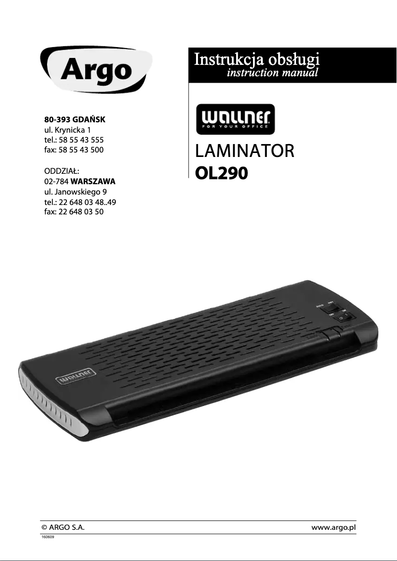 Page n°1 - Manuel utilisateur Wallner OL290