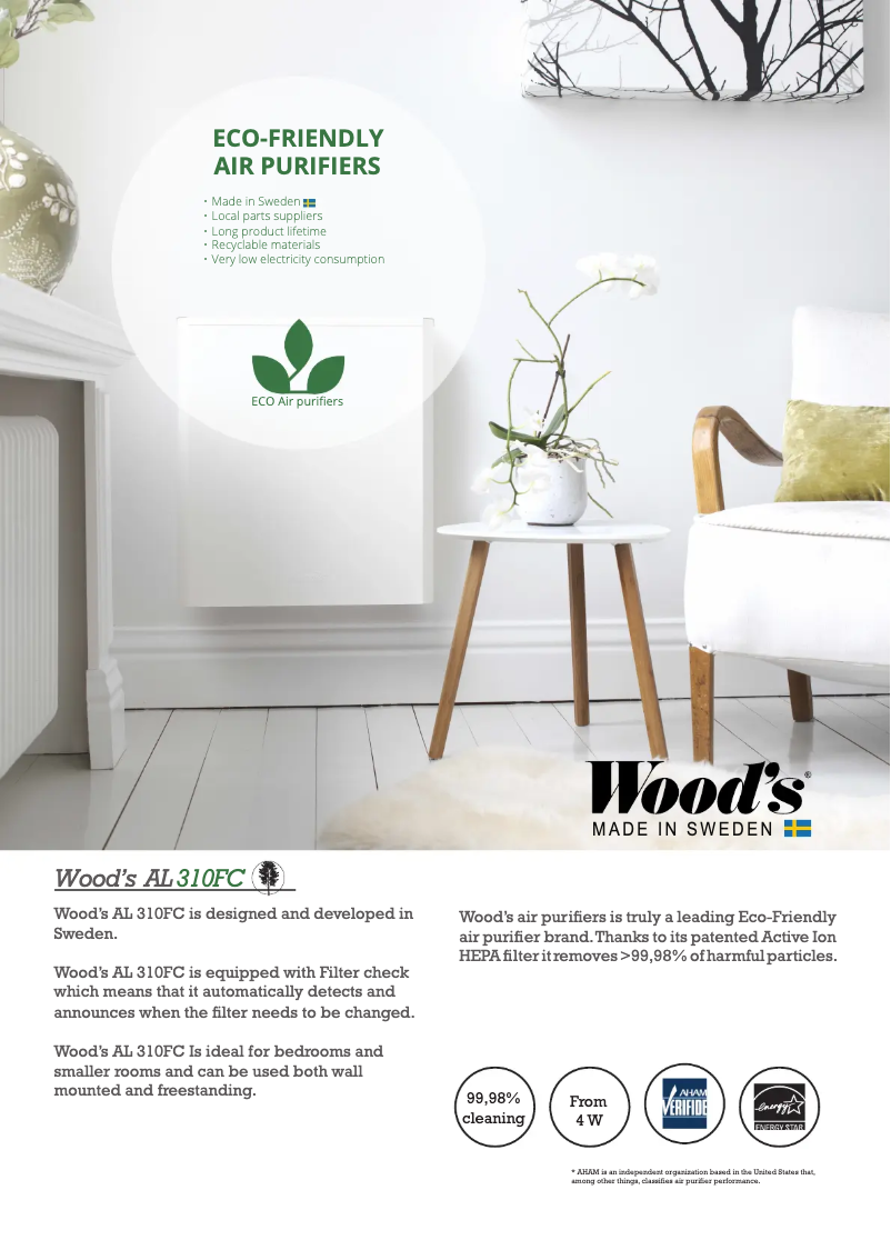 Página 1 del manual Ficha técnica Wood's WAP311FC