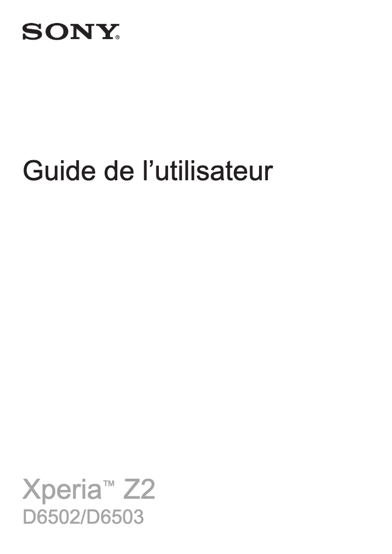 Page 1 de la notice Manuel utilisateur Sony Ericsson Xperia Z2