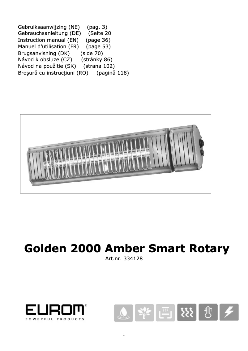 Page 1 de la notice Manuel utilisateur Eurom Golden 2000 Amber Smart Rotary