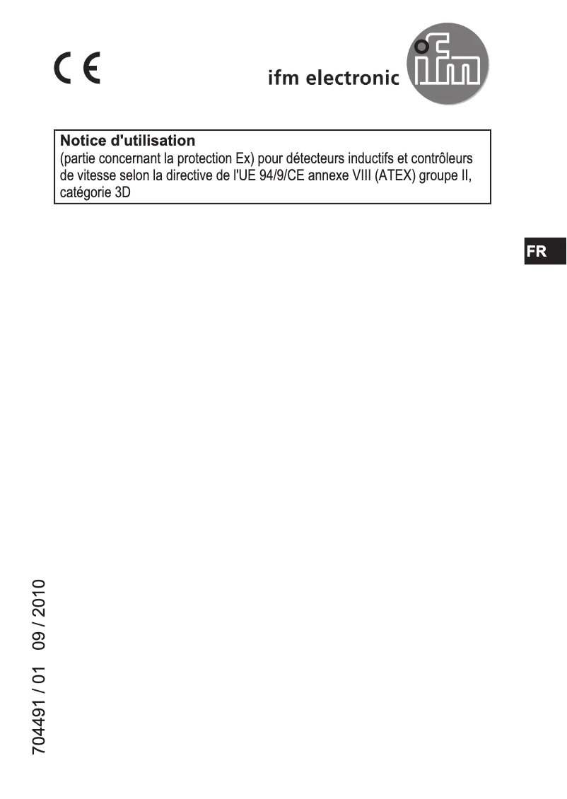 Page 1 de la notice Manuel utilisateur IFM IM501A