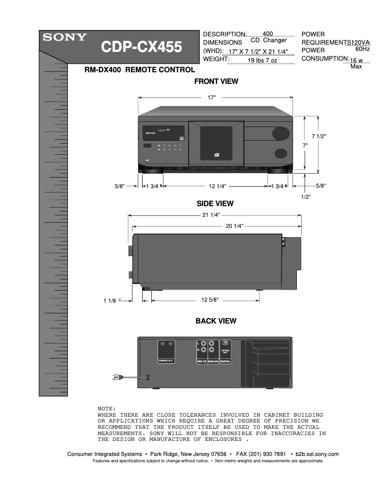Page 1 de la notice Guide d'installation Sony CDP-CX455