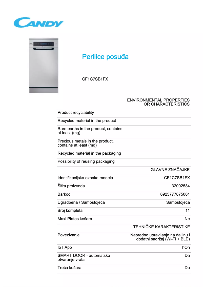 Image de la première page du manuel de l'appareil CF1C7SB1FX