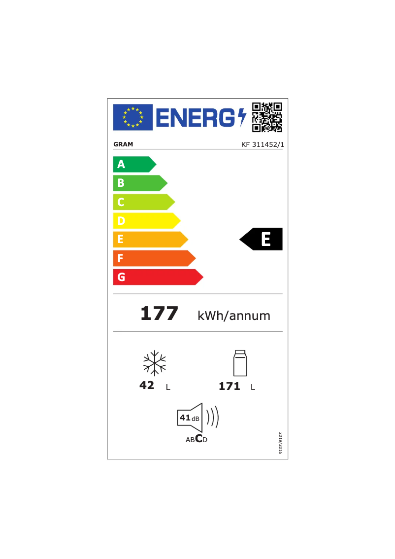 Page n°1 - Label énergétique Gram KF 311452/1