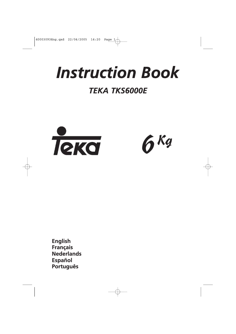 Page 1 de la notice Manuel utilisateur Teka TKS 6000E