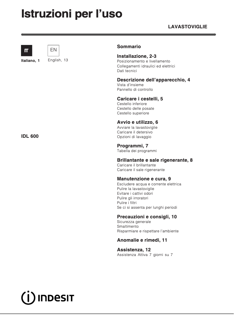 Image de la première page du manuel de l'appareil IDL 600