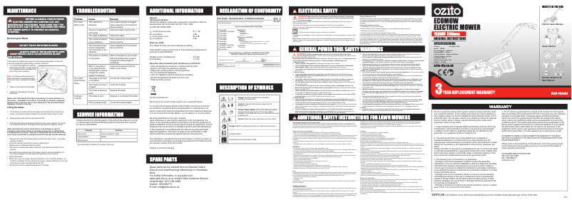 Page 1 de la notice Manuel utilisateur Ozito ELM-1536U