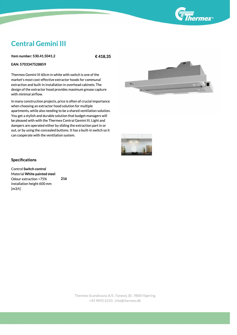 Page n°1 - Fiche technique Thermex Gemini III