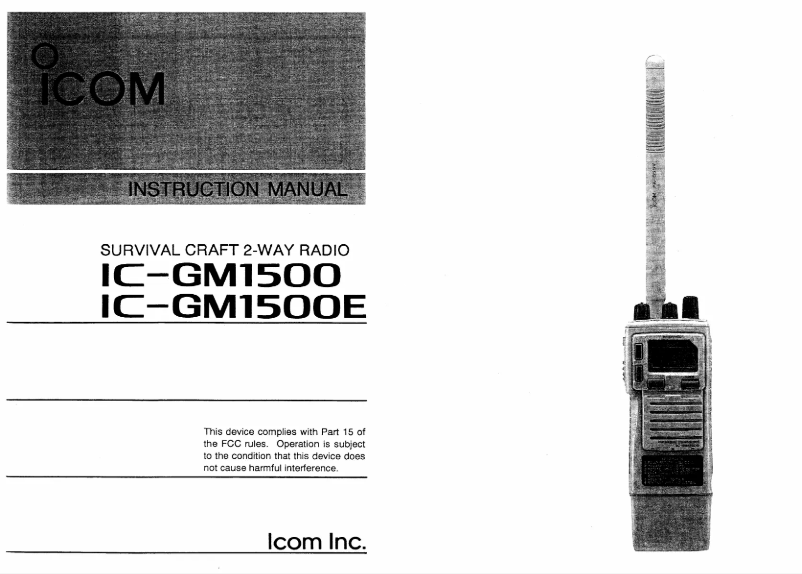 Image de la première page du manuel de l'appareil IC-GM1500