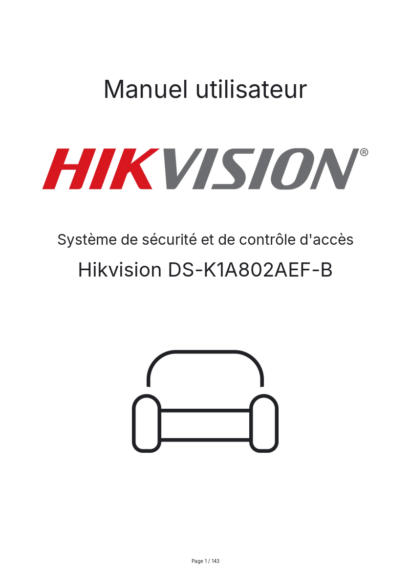 Image de la première page du manuel de l'appareil DS-K1A802AEF-B