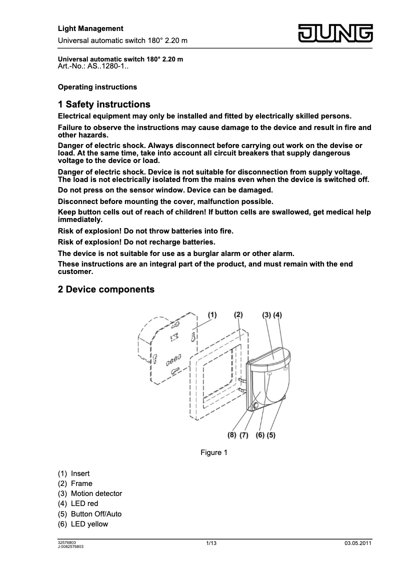 Page 1 de la notice Manuel utilisateur JUNG AS5544.03VWW
