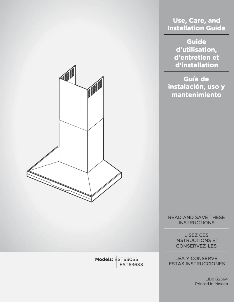 Page n°1 - Guide d'installation Elica Stoney EST636SS