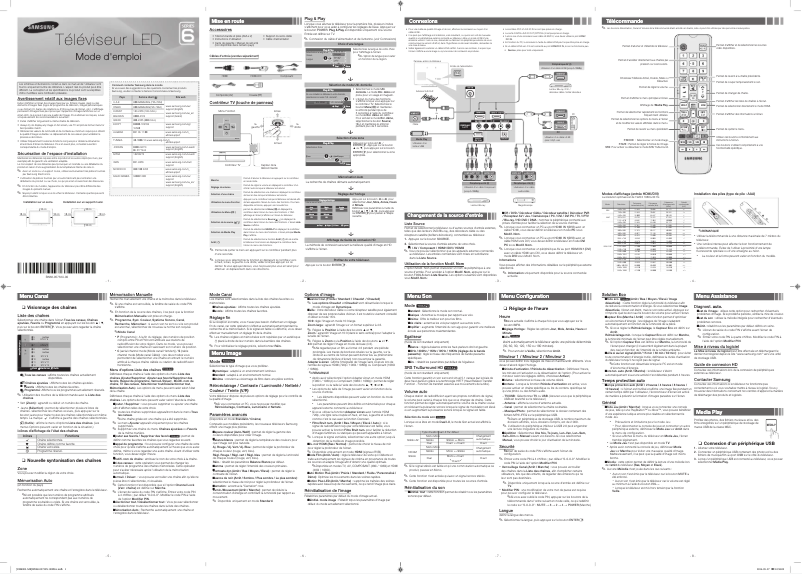 Page 1 de la notice Manuel utilisateur Samsung UA60H6003AR