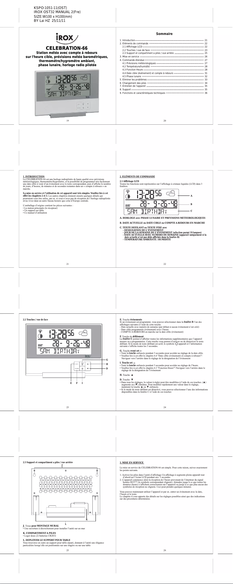Page n°1 - Manuel utilisateur Irox Celebration-66
