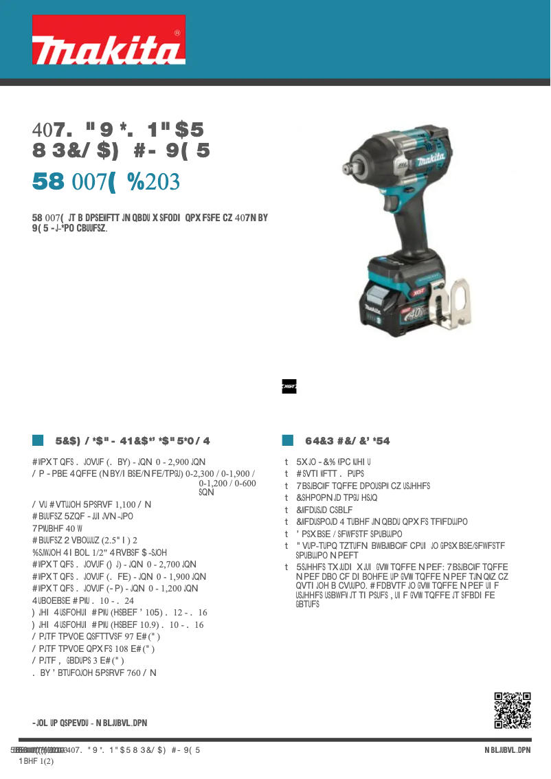 Page n°1 - Fiche technique Makita TW007GD203