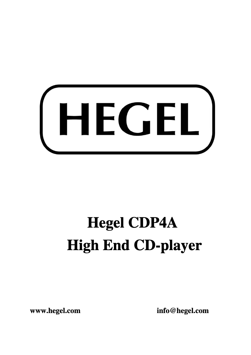 Page n°1 - Manuel utilisateur Hegel CDP2A MK2