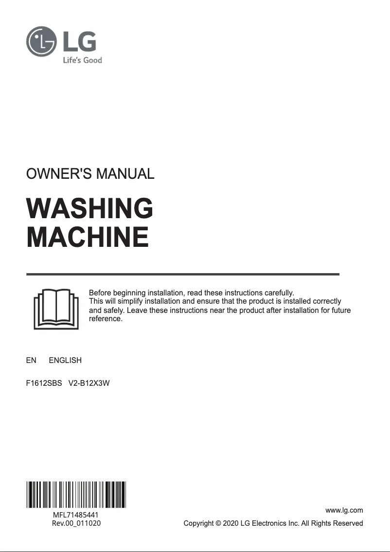 Page 1 de la notice Manuel utilisateur LG F1612SBS