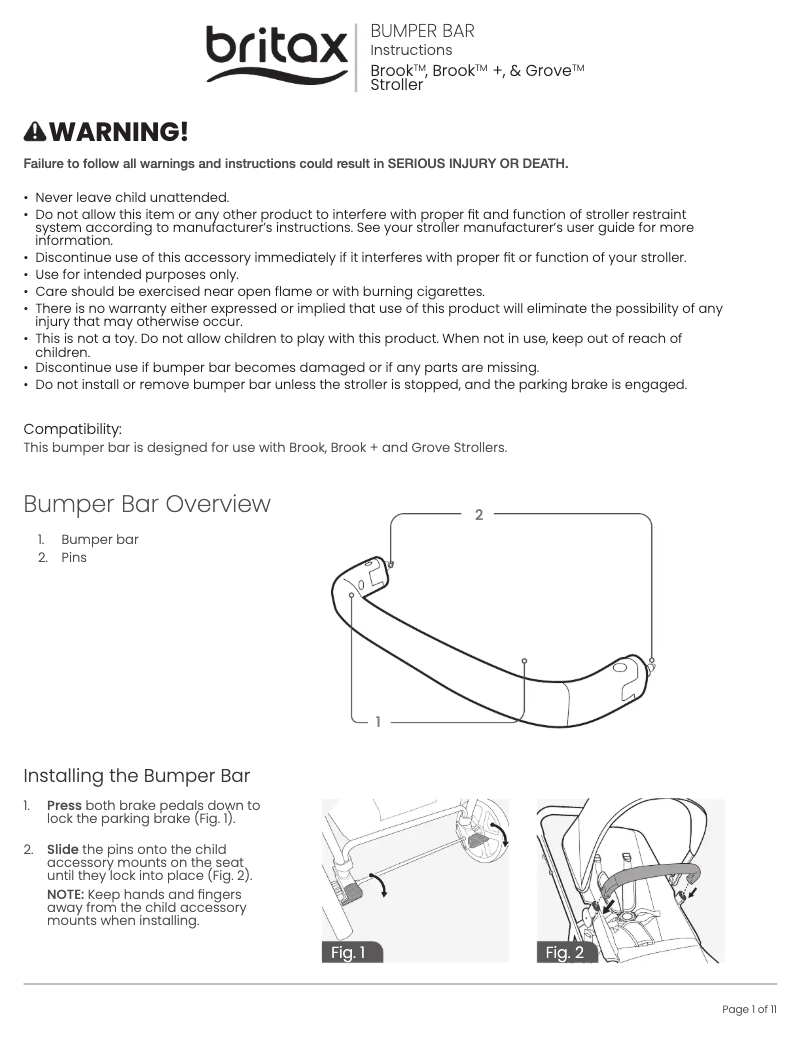 Página 1 del manual Manual de usuario Britax Bumper Bar