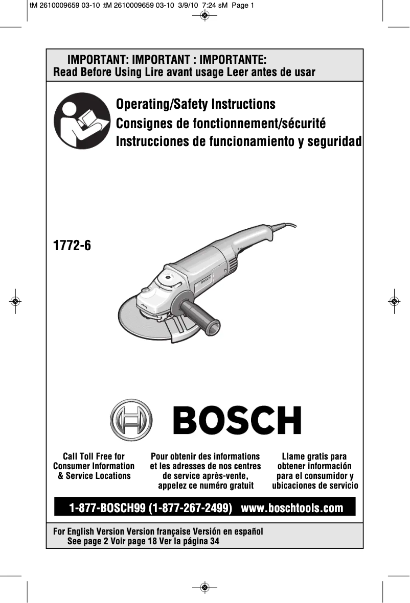 Page 1 de la notice Manuel utilisateur Bosch 1772-6
