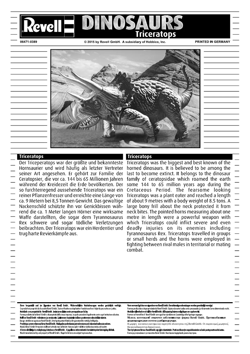 Page n°1 - Manuel utilisateur Revell Triceratops