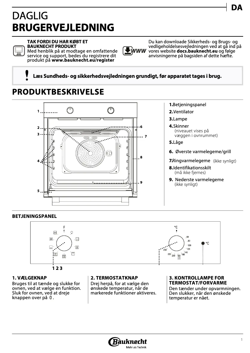 Page 1 de la notice Manuel utilisateur Bauknecht BAK3 NN8F IN1