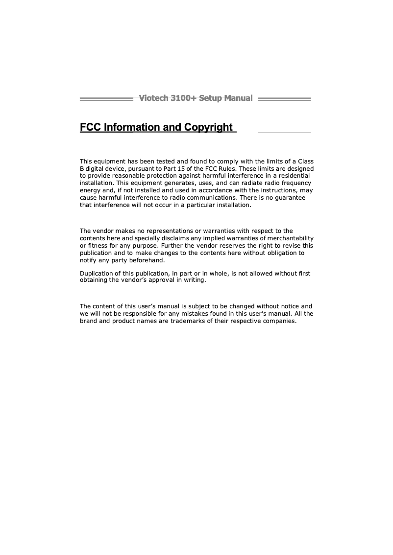 Page 1 de la notice Manuel utilisateur Biostar VioTech 3100+