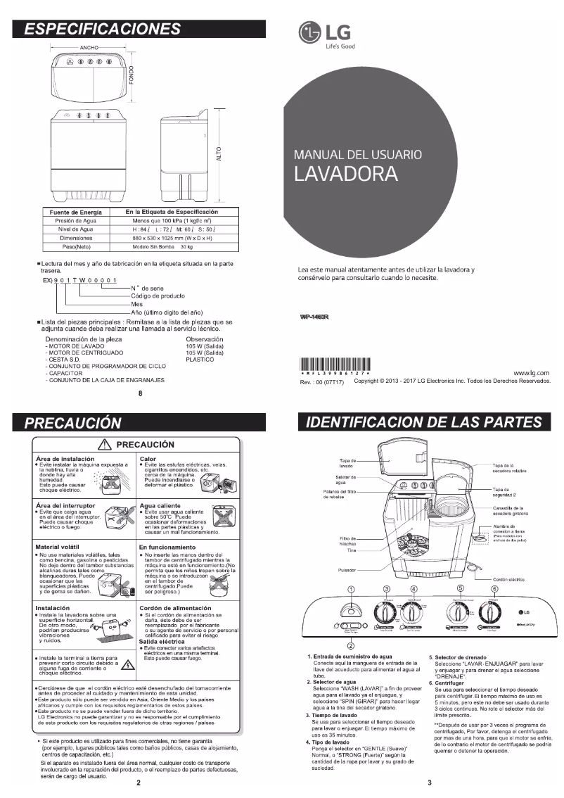 Page n°1 - Manuel utilisateur LG WP-1460R
