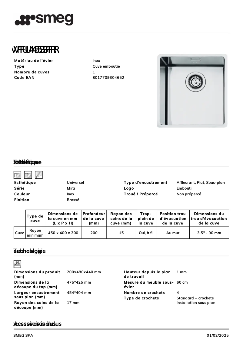 Page n°1 - Manuel utilisateur Smeg VFU45SFR