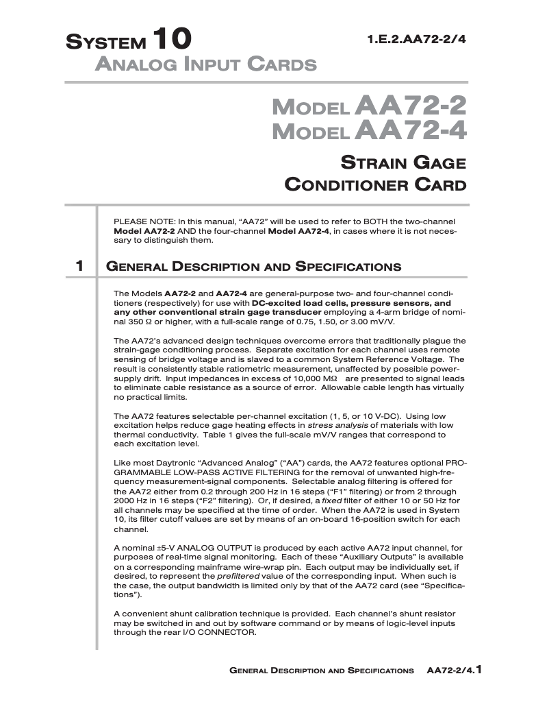 Page 1 de la notice Manuel utilisateur Daytronic AA72-2F010