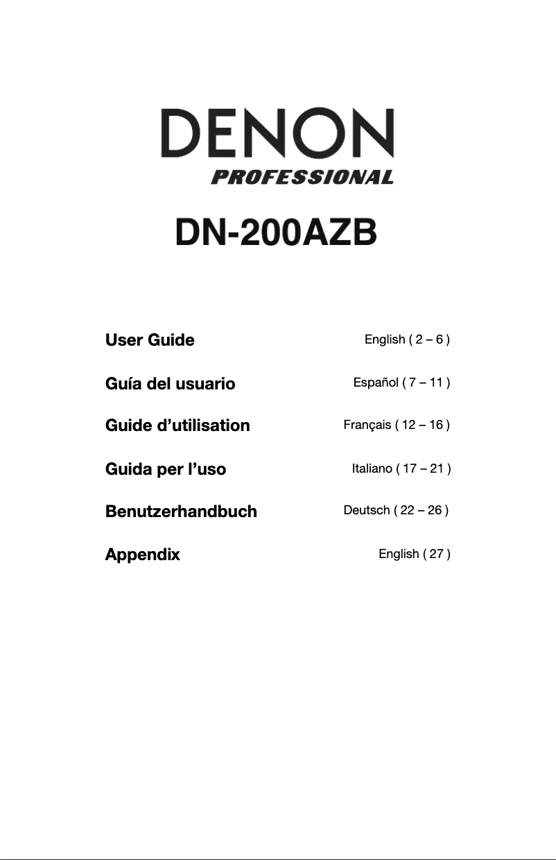 Página 1 del manual Manual de usuario Denon DN-200AZB