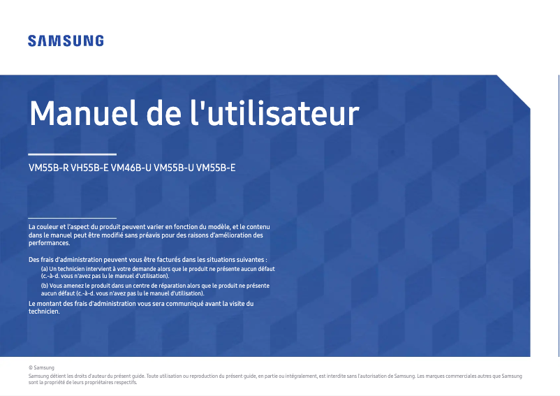 Page 1 de la notice Manuel utilisateur Samsung VH55B-E