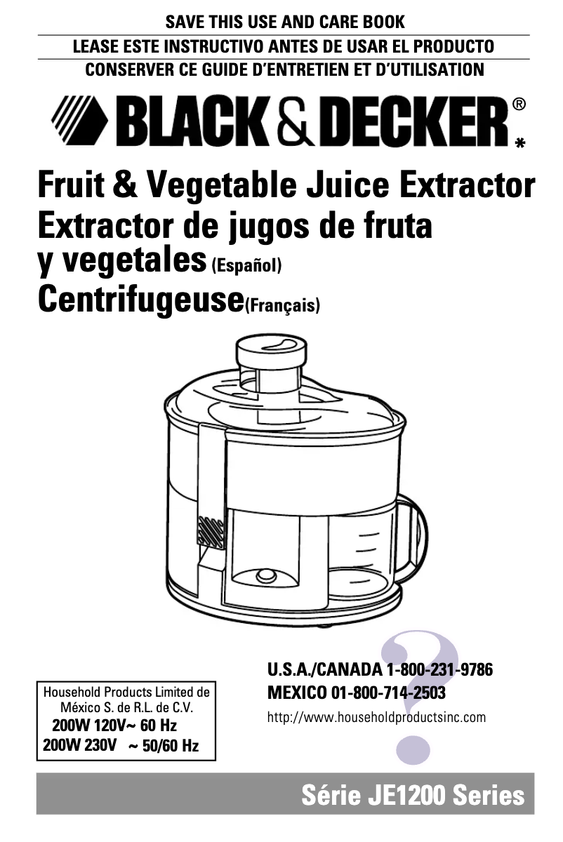 Imagen de la primera página del manual del dispositivo JE1200