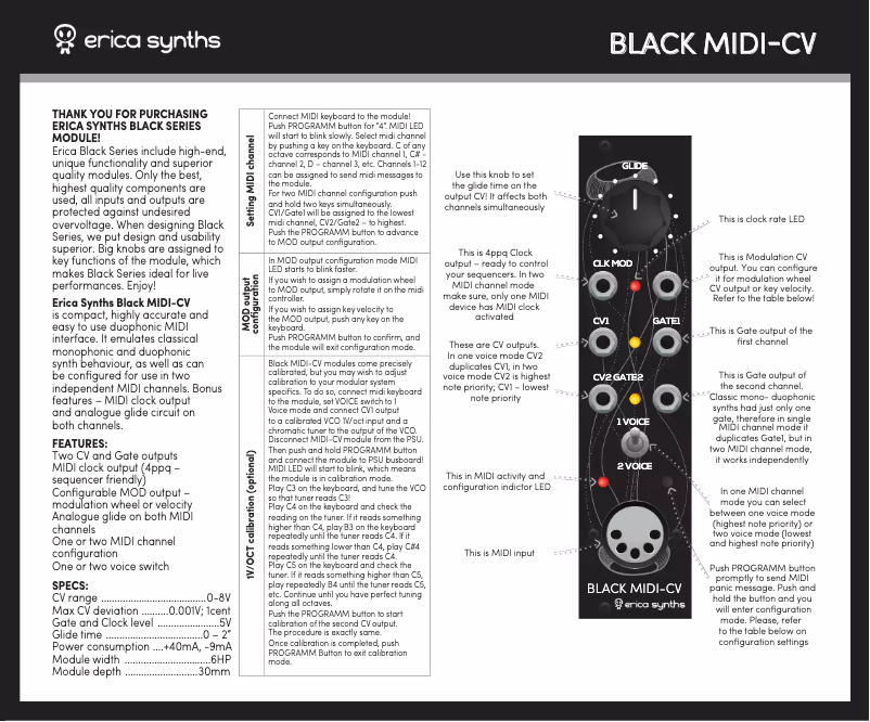 Image de la première page du manuel de l'appareil Black MIDI-CV