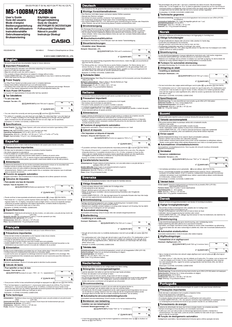 Page 1 de la notice Manuel utilisateur Casio MS-120BM