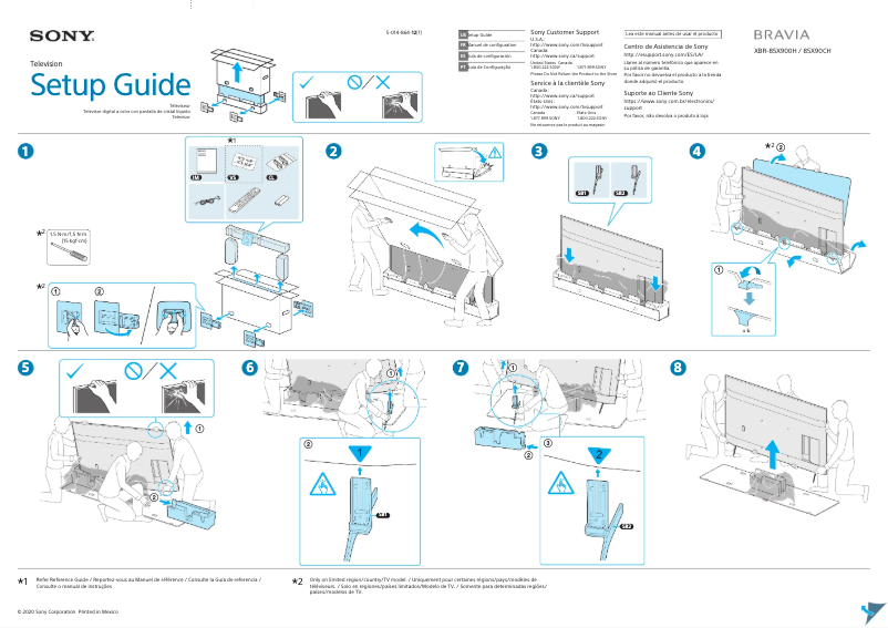 Page 1 de la notice Guide d'installation Sony Bravia XBR-85X90CH
