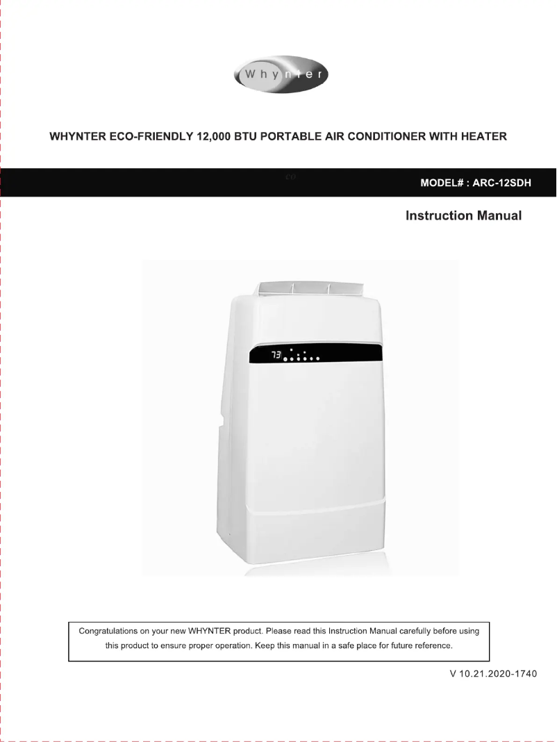 Page 1 de la notice Manuel utilisateur Whynter ARC-12SDH