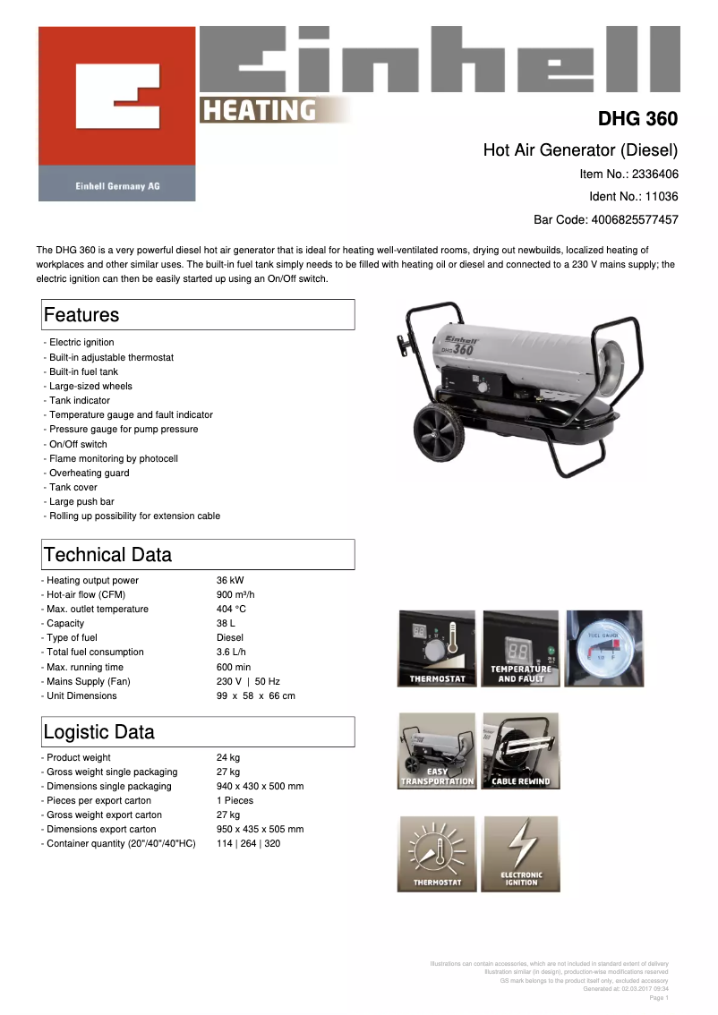 Image de la première page du manuel de l'appareil DHG 360