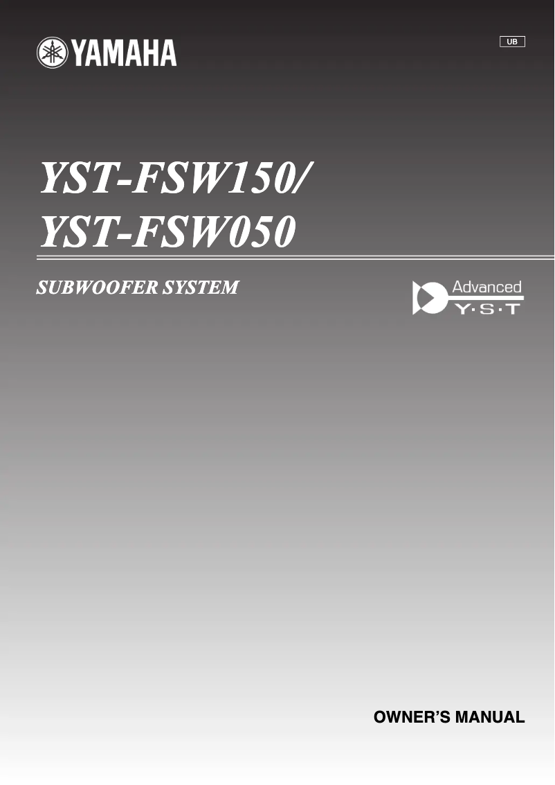Page 1 of the manual User Manual Yamaha YST-FSW050BL2