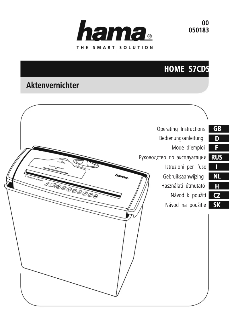 Page 1 de la notice Manuel utilisateur Hama Home S7CD