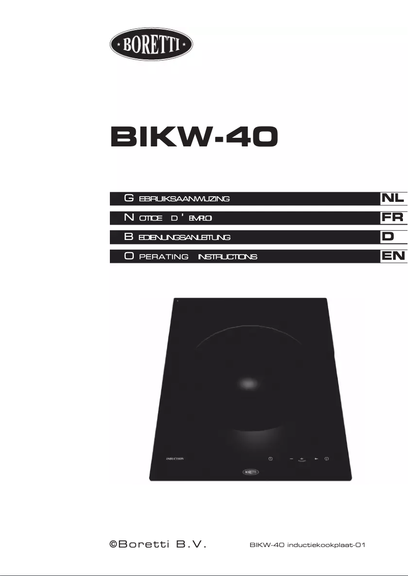 Page 1 de la notice Manuel utilisateur Boretti BIKW-40