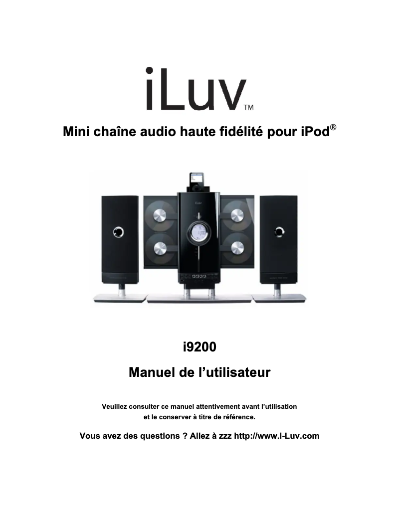 Page 1 de la notice Manuel utilisateur iLuv i9200